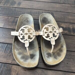 Tory Burch Miller Cloud Tan Medallion Thong Sandals Size 9